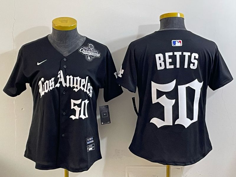 Women Los Angeles Dodgers #50 Betts Black 5th Jointly Name 2026 Nike MLB Jersey style 04->women mlb jersey->Women Jersey
